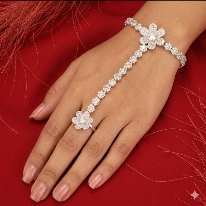 Anti tarnisha silver ad hand harness bracelet H4 Artificial bridal jewelry in Mumbai